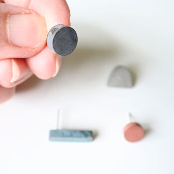 Recycled Concrete Stud Earrings Set Bright Mix, 5 of 8