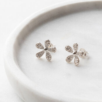 Sterling Silver Daisy Stud Earrings, 2 of 4