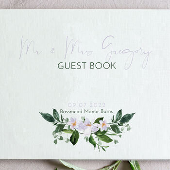 Personalised Lilac Floral Wedding Guest Book, 3 of 7