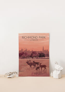 Richmond Park London Travel Poster Art Print, 3 of 7