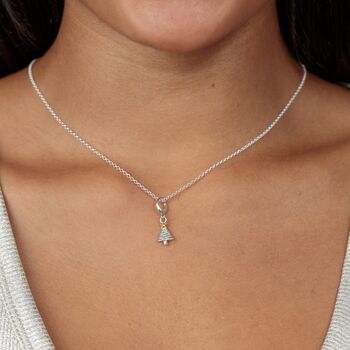Sterling Silver Christmas Tree Charm Necklace, 3 of 8