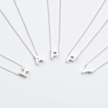 Sterling Silver Floating Mini Initial Necklace, 3 of 4