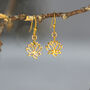Lotus Flower Dainty Drop Earrings In Gold, Silver, Rose Gold, thumbnail 3 of 9