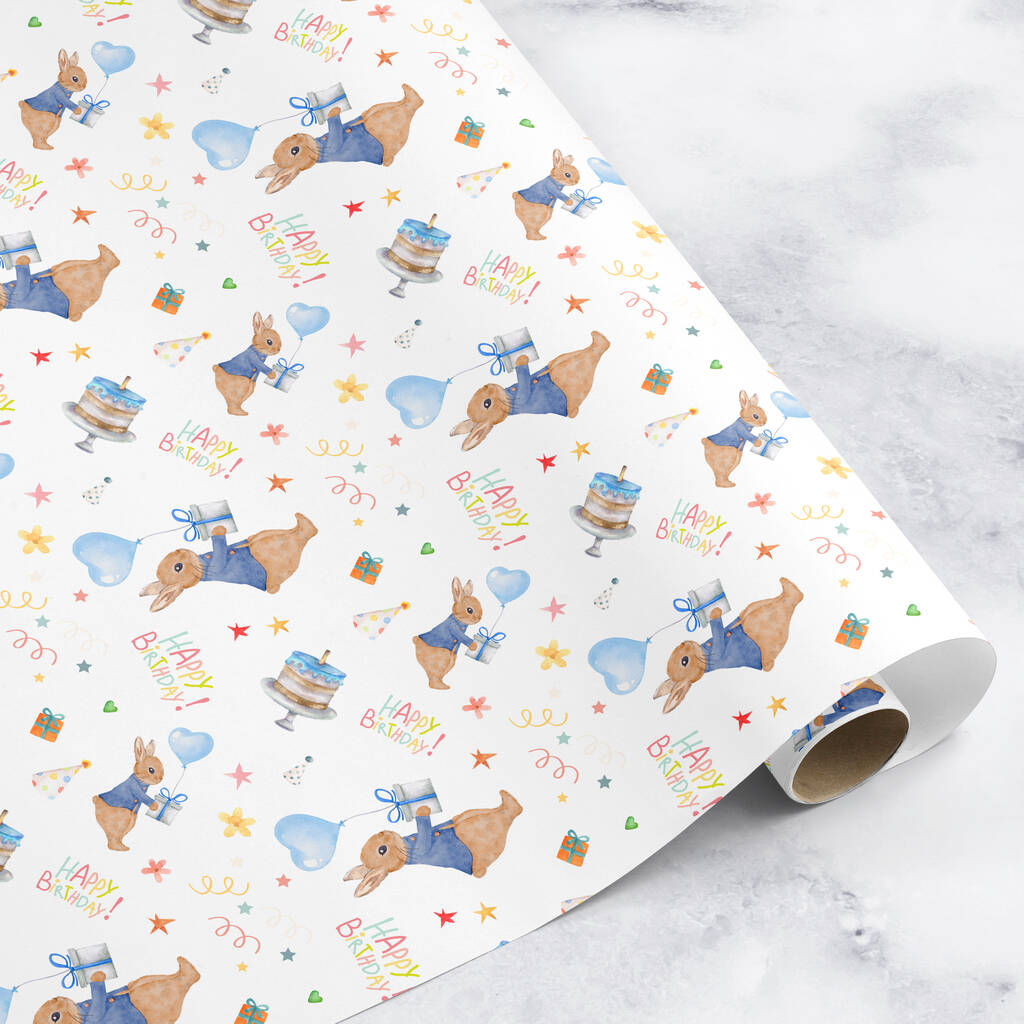 Baby's First Birthday Wrapping Paper Rabbit Design, 1 of 10
