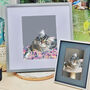 Custom Personalised Pet Portrait With Flowers Cat Dog, thumbnail 1 of 9