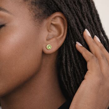 Gold Plated Sterling Silver August Peridot Birthstone Stud Earrings – 7mm, 2 of 9