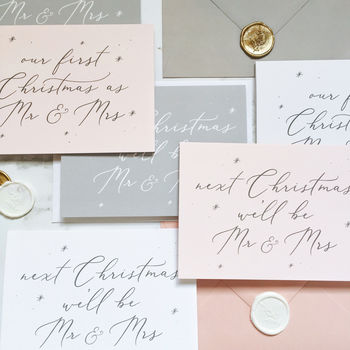 Blush Pink 'Next Christmas We'll Be Mr And Mrs' Card, 4 of 4