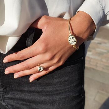 18k Gold Vermeil Plated Dalmatian Jasper Ring, 4 of 4