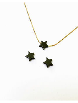 Black Hematite 6mm Star Silver Or Gold Necklace, 3 of 5