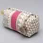 Block Print Sankari Design Pink Cotton Makeup Bag, thumbnail 3 of 6