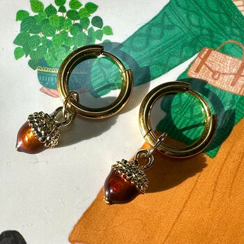 Autumn Acorn Earrings And Greetings Card Gift Set, 7 of 9