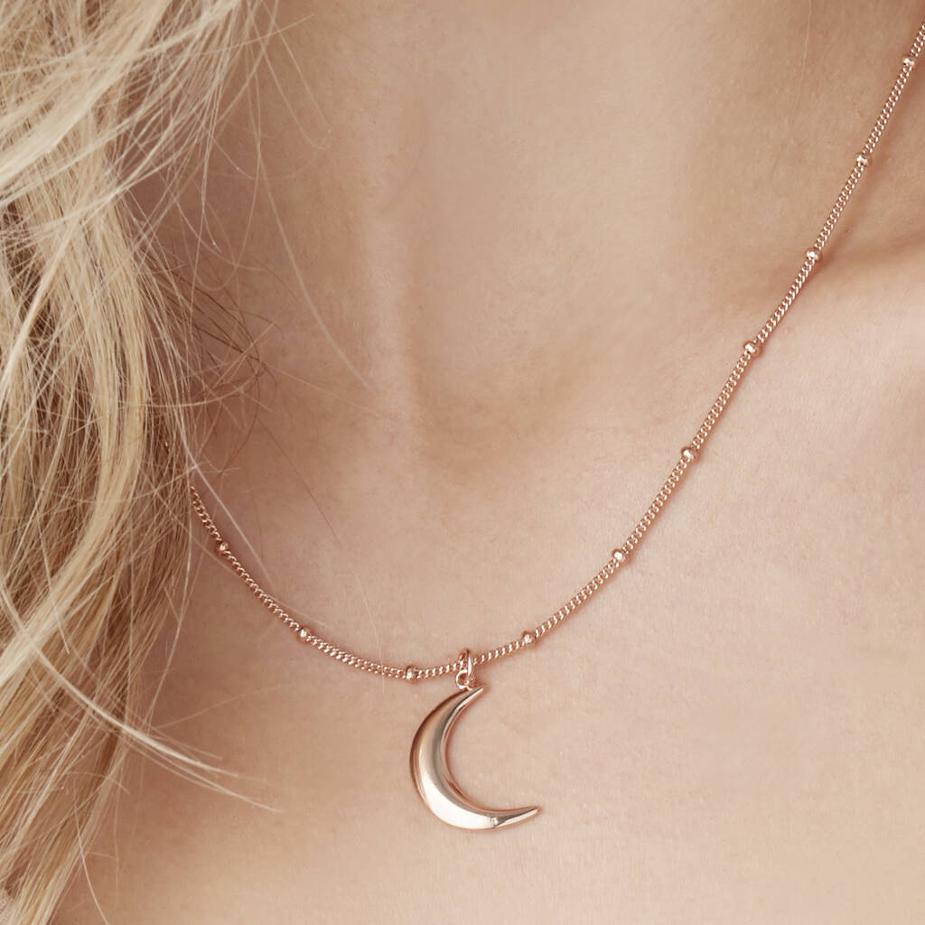 Moon Necklace 18ct Rose Gold Vermeil Plated, 1 of 4