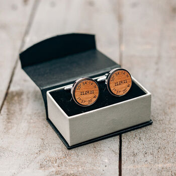 Own Words And Secret Message Wooden Cufflinks, 6 of 10