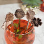 Set Of Five Flower Acrylic Cocktail Drink Stirrers, thumbnail 1 of 4