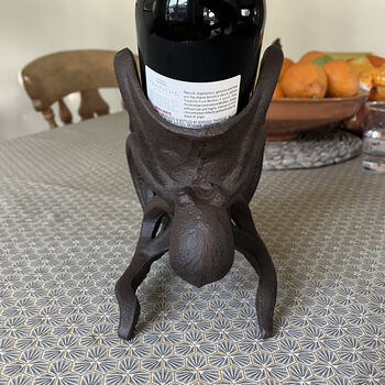 Ollie Octopus Cast Iron Wine Bottle Holder, 2 of 9