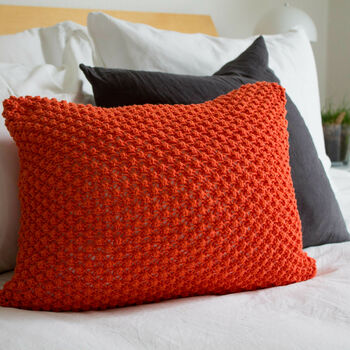 Hand Knit Textured Cushion In Rust, 5 of 7