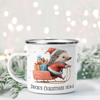 Hedgehog On A Sleigh Christmas Mug, 3 of 5