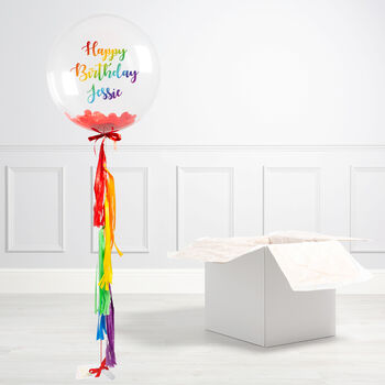 Personalised Rainbow Tassel Bubble Balloon, 2 of 3