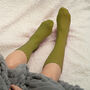 Ribbed Cuff Women's Bed Socks – Green, thumbnail 2 of 4