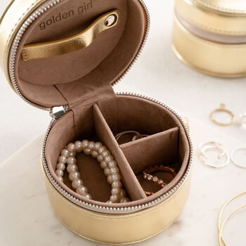 Round Gold Travel Jewellery Box For Her, 4 of 4