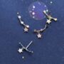 Rose And Silver Star Climber Earrings, thumbnail 3 of 5