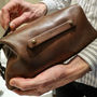 Personalised Vintage Leather Collar Stud Wash Bag, thumbnail 1 of 9