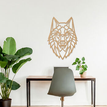 Wooden Animal Wall Art Geometric Wolf Gift For Home Or Study, 7 of 9