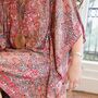 Bohemian Paisley Viscose Kaftan In Pink With Heavy Pink Ombre Fishbone Embroidery, thumbnail 4 of 5