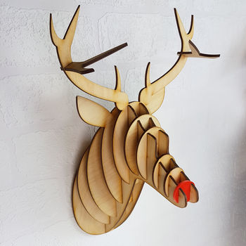 Wooden Christmas Stag Head / Rudolph, 3 of 7
