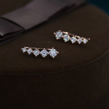Cz Crystal Crawler Earrings In Sterling Silver, 2 of 12