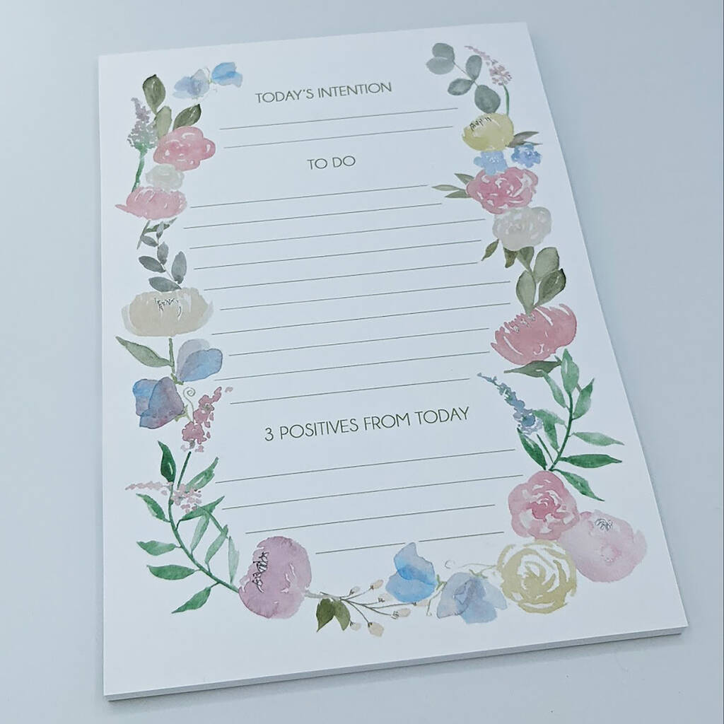 A5 Floral Positive Intention Lined Notepad, 1 of 2