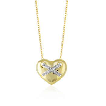 Heart X Necklace In Sterling Silver Gold Vermeil, 7 of 8