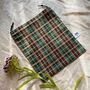 Checked Green Drawstring Gift Pouch Bag, thumbnail 5 of 7