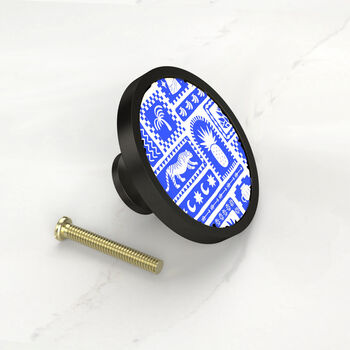 Blue Cabinet Door Knobs | Aztec Cupboard Door Pulls | For Drawers And Cabinet Doors. Available In Gold, Silver, Black And Antique Gold Base, 7 of 9