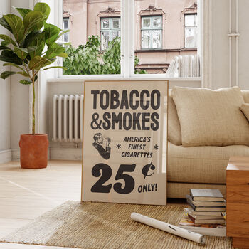 Vintage Retro Tobacco And Smokes Advert Smoking Print, 3 of 4