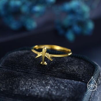 Sterling Silver Tiny Plane Ring, 7 of 12