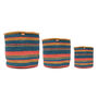 Kamata: Teal, Gold And Red Stripe Woven Storage Basket, thumbnail 2 of 6