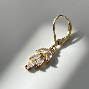Vintage Style Crystal Leaf Drop Earrings, 6 of 6
