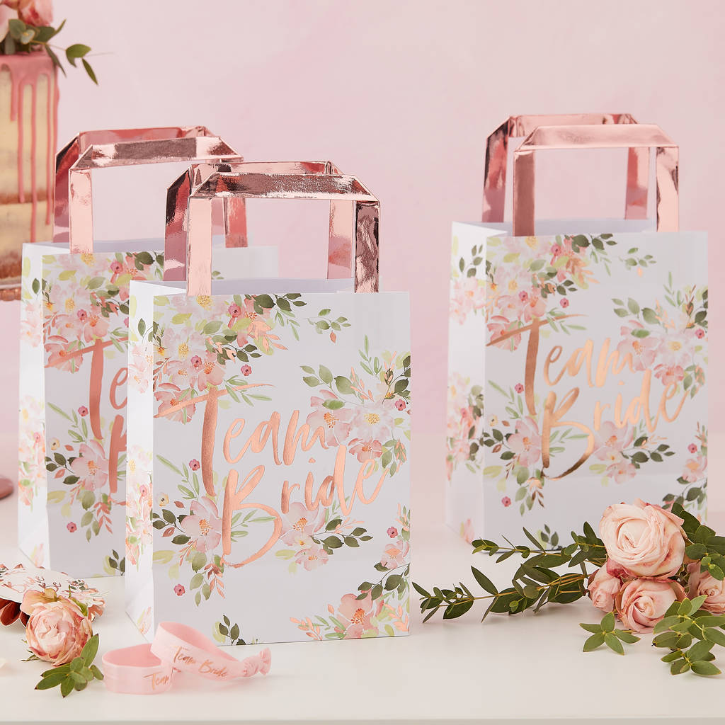 Rose Gold Foiled Floral Design Hen Party Bags, 1 of 3