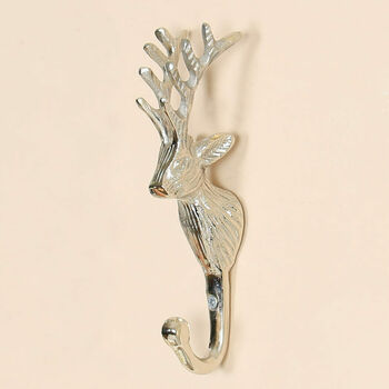 Set Of Three Silver Woodland Stag Wall Hooks, 3 of 7