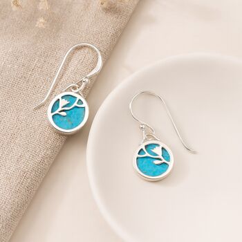 Sterling Silver Turquoise Flower Drop Earrings – 5mm, 3 of 6