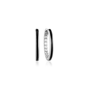 Small Black Enamel Hoop Earrings, 2 of 2