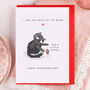 Cute Black Cat With Mouse Valentine Card, thumbnail 1 of 5