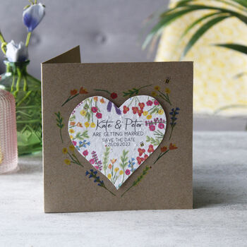 Save The Date Wildflower Seed Heart Card, 2 of 5