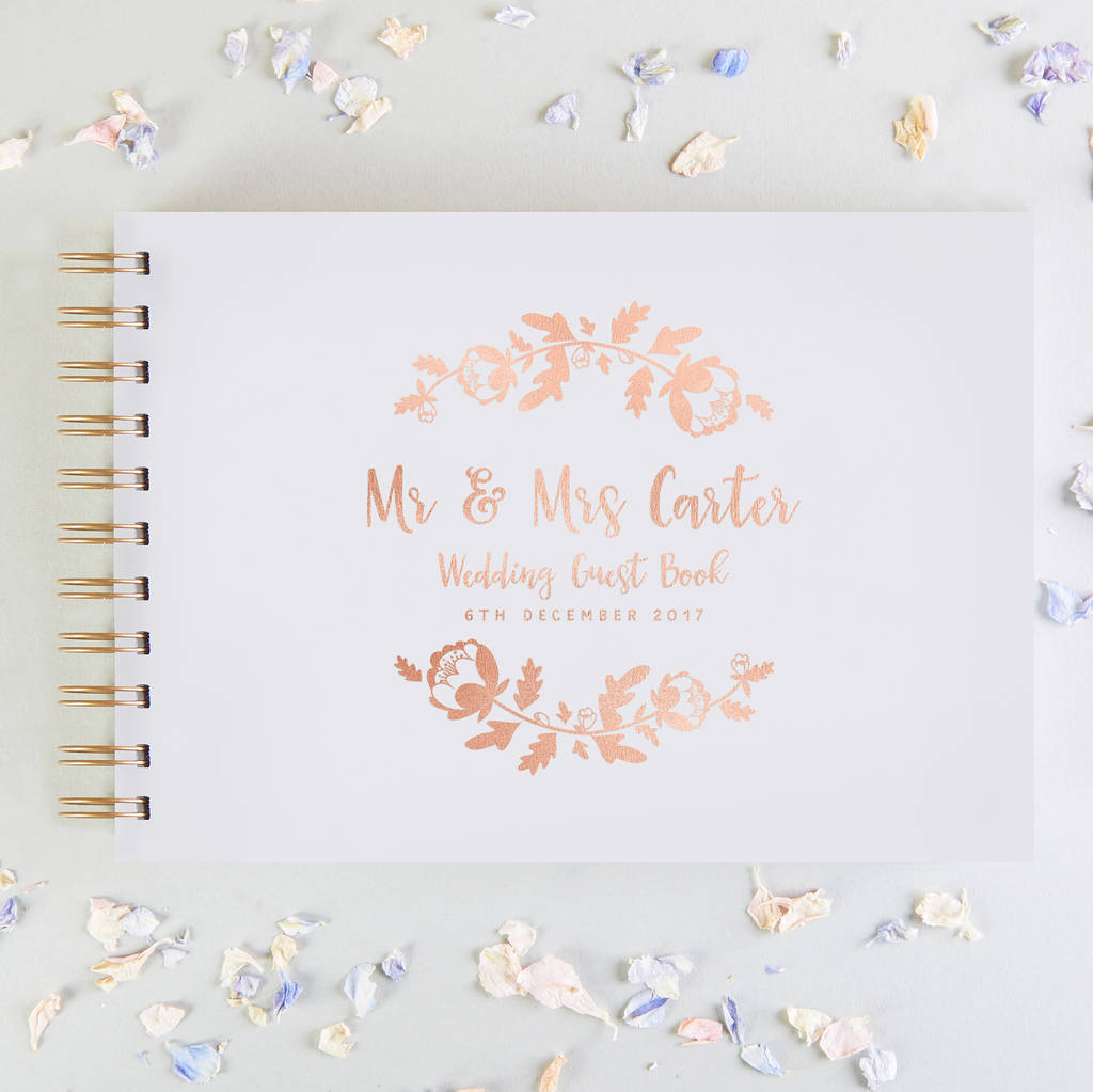 Floral Wedding Foiled Guest Book, 1 of 7