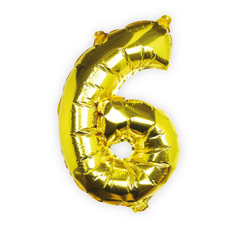 Individual Gold No Helium Number Party Balloon Six, 2 of 3