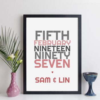 Personalised Anniversary Date Print With Names Gift, 11 of 12