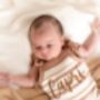 Striped Personalised Embroidered Summer Baby Romper, thumbnail 2 of 5