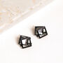 Black 3D Square Crystal Stud Earrings, thumbnail 3 of 3