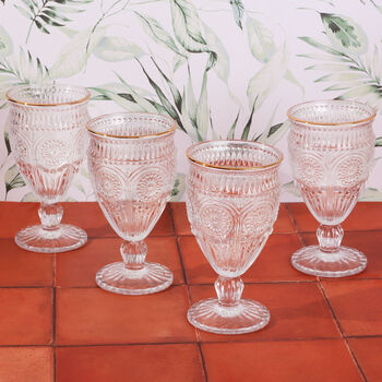 G Decor Set Of Four Dario Textured Gold Wine Glasses, 2 of 7